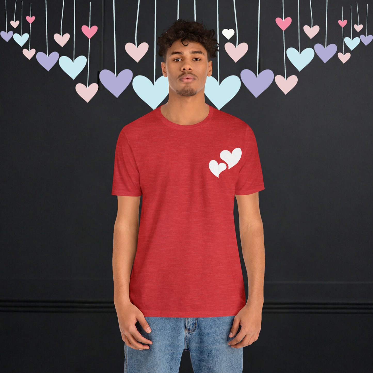 Minimalistic Valentine Heart Shaped Short Unisex Jersey Short Sleeve Tee