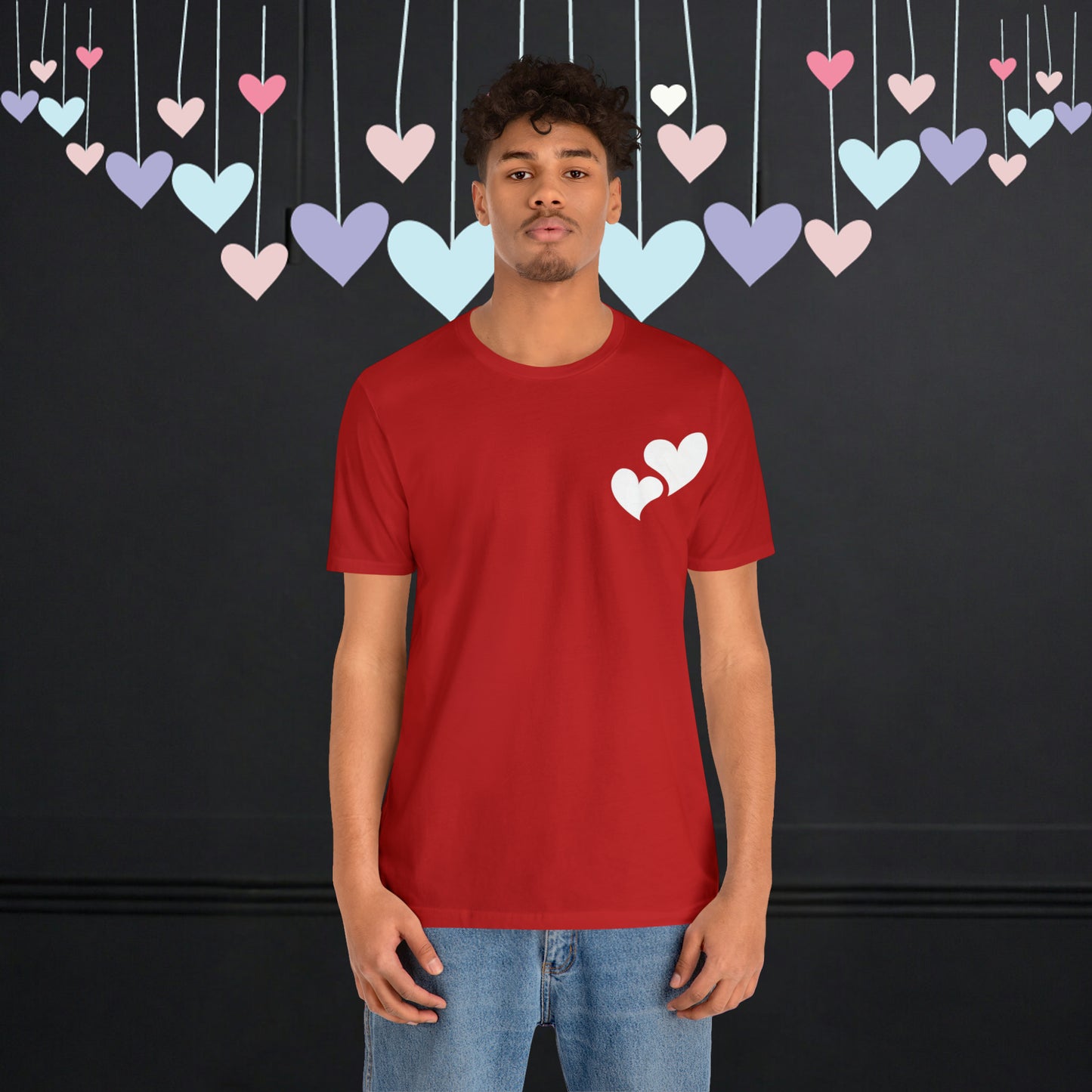 Minimalistic Valentine Heart Shaped Short Unisex Jersey Short Sleeve Tee