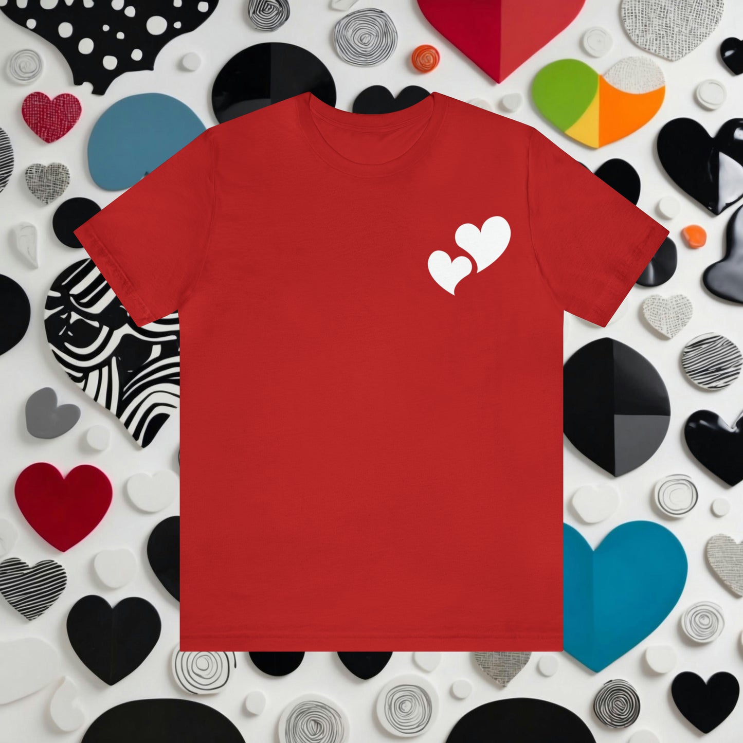 Minimalistic Valentine Heart Shaped Short Unisex Jersey Short Sleeve Tee