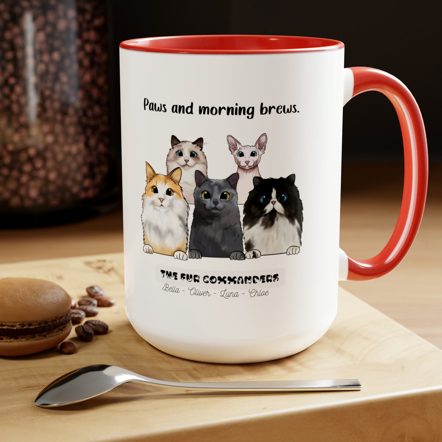 Personalized Cat Accent Coffee Mug | Customizable Cat Lover's Mug