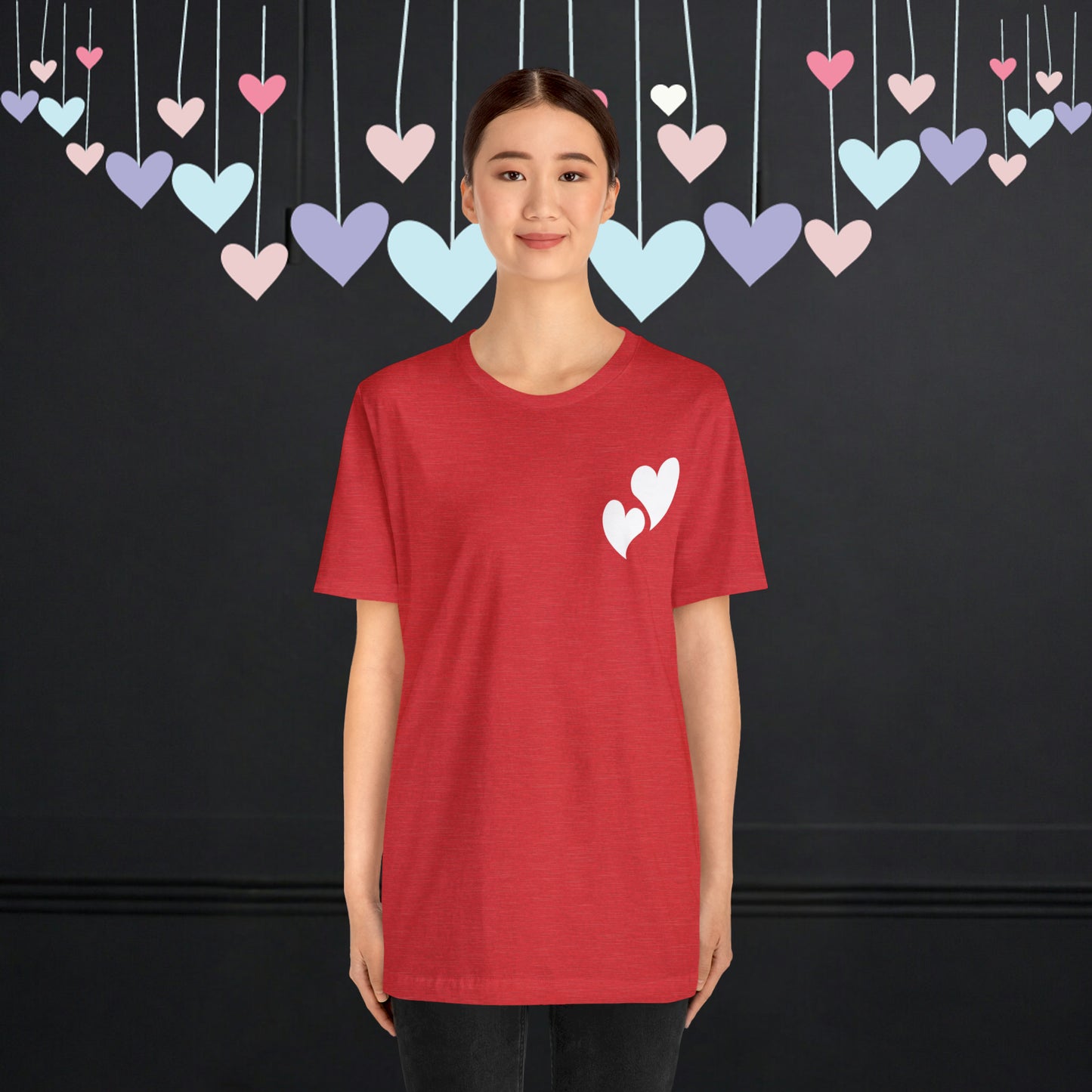 Minimalistic Valentine Heart Shaped Short Unisex Jersey Short Sleeve Tee