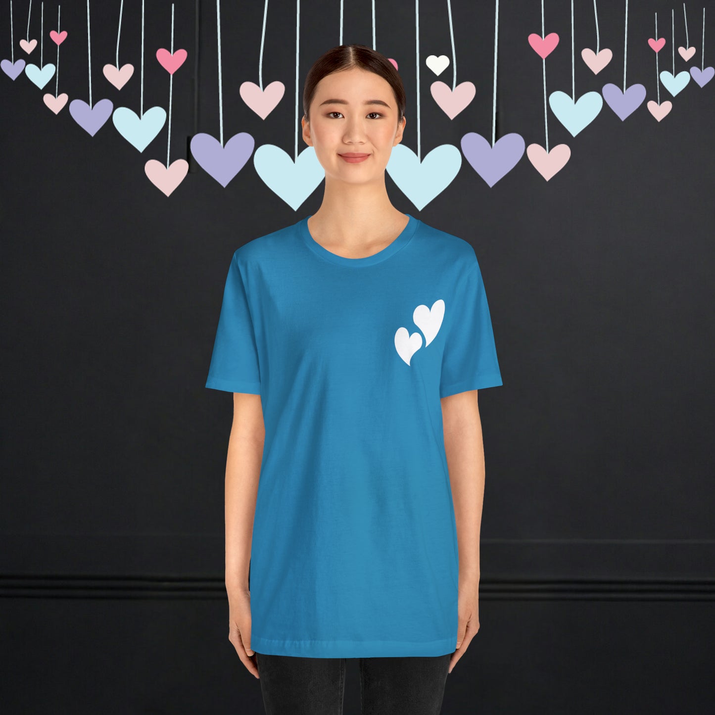 Minimalistic Valentine Heart Shaped Short Unisex Jersey Short Sleeve Tee