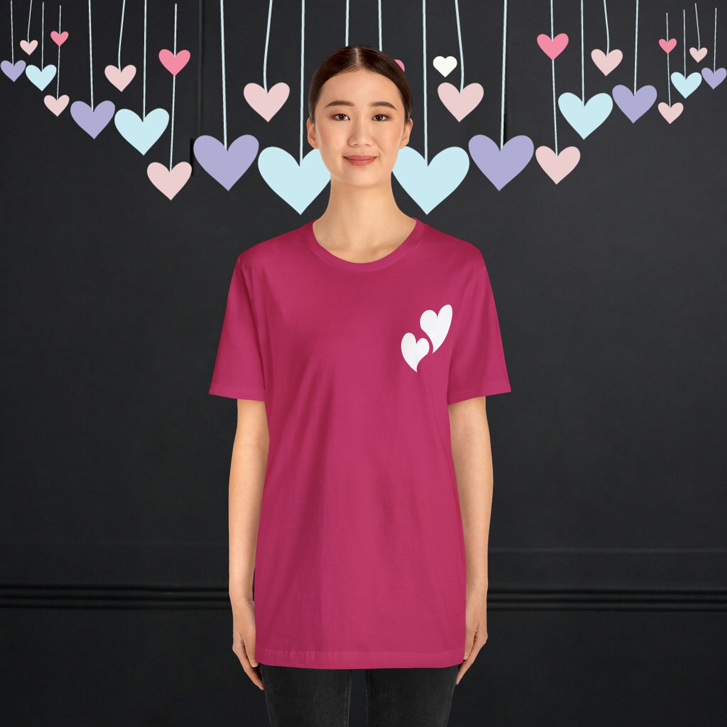 Minimalistic Valentine Heart Shaped Short Unisex Jersey Short Sleeve Tee