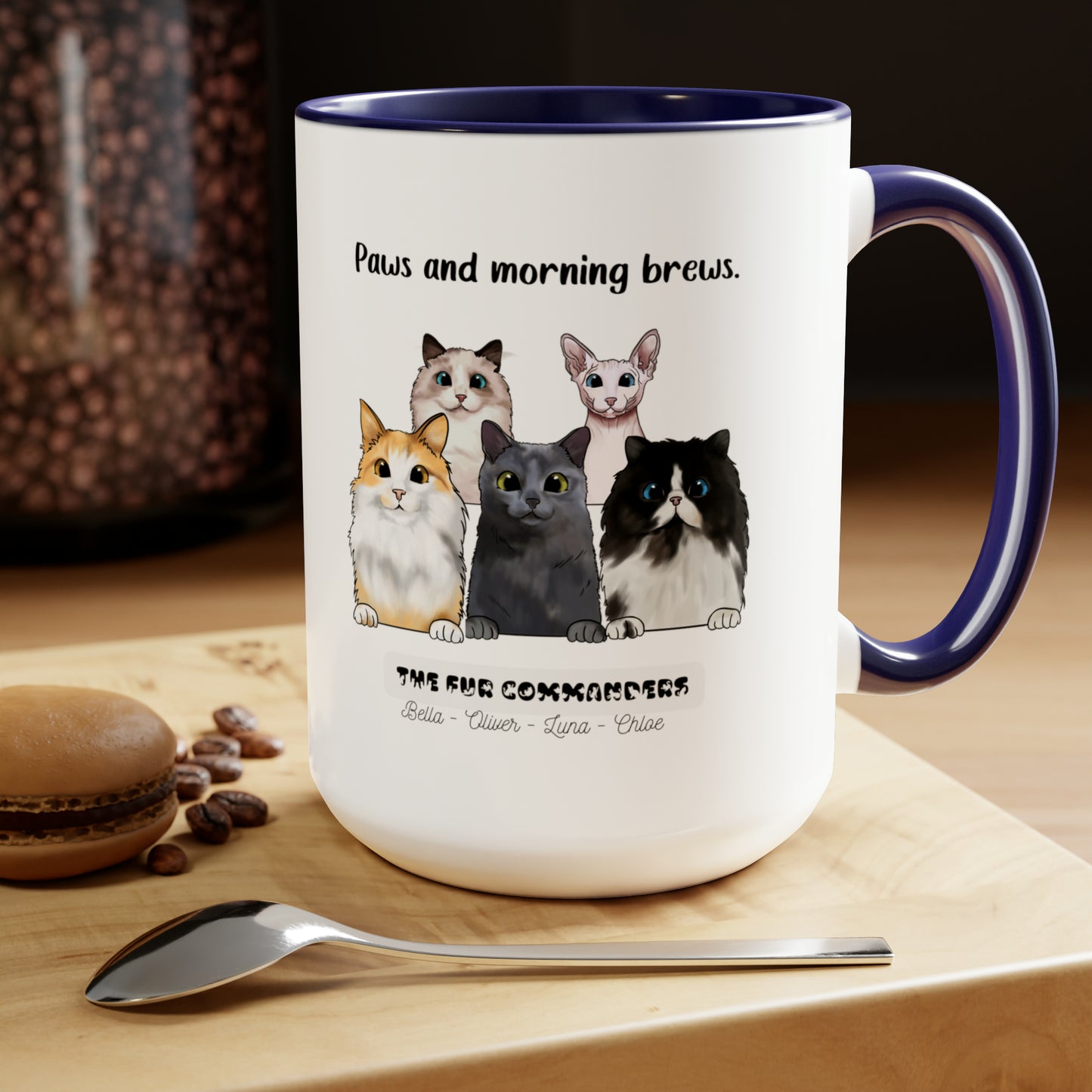 Personalized Cat Accent Coffee Mug | Customizable Cat Lover's Mug