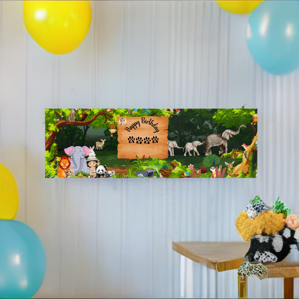 Adorable Animal Print on MDF Sign - Personalized Kids' Room Decoration