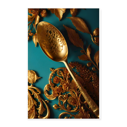 Golden Spoon Wall Art Poster 8x12 - white